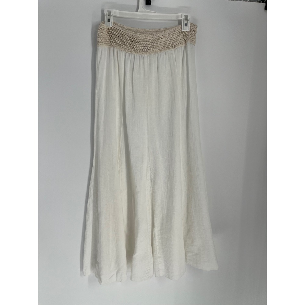 Venus Cotton Gauze Maxi Skirt Women M White Crochet Waist Boho Hippie Flowy Airy